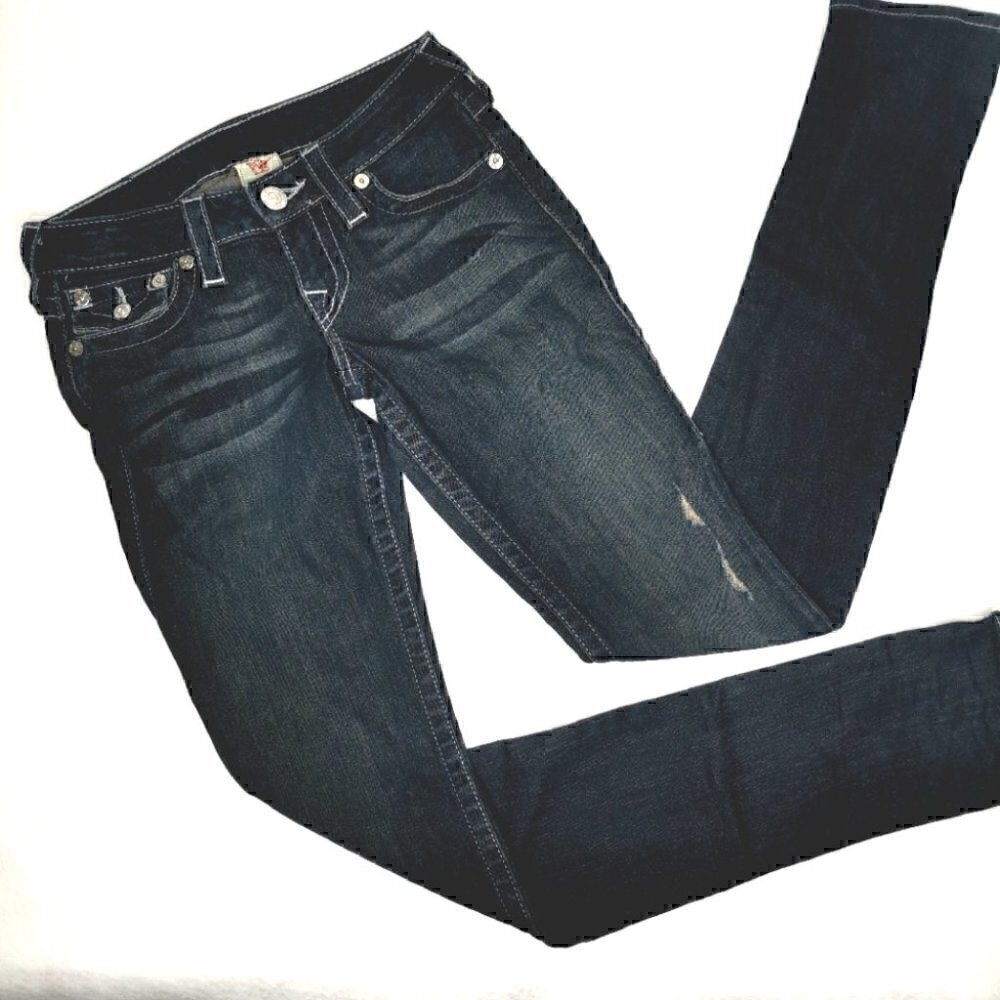 True Religion Women's 25 Distressed USA Stretch Flexible Cotton WLH599X54 Jeans - Picture 2 of 16